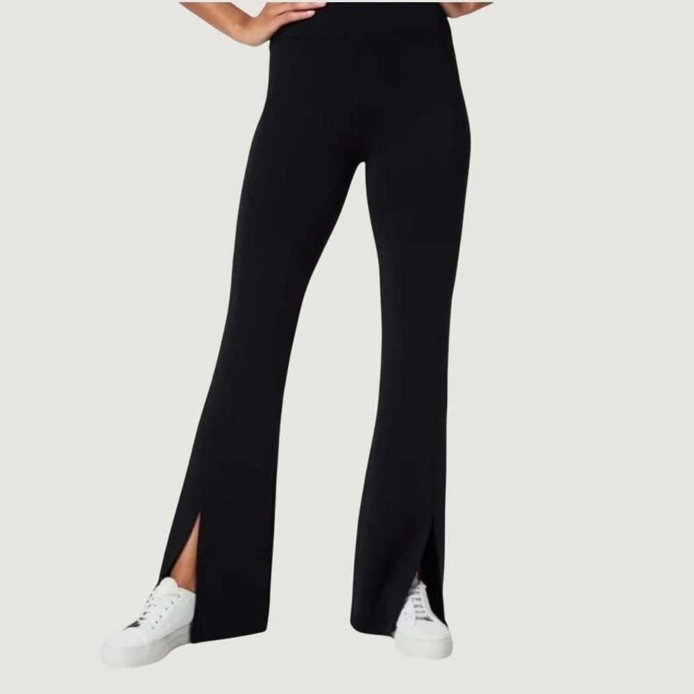 Spanx AirEssentials Front Slit Flare Pant Black High Rise- Small 50616R Lounge